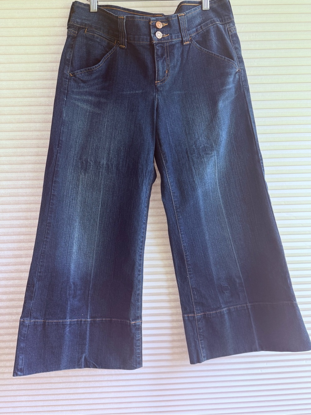 Hint Jeans Capri Gaucho Style Size 13 Low-Rise Wide Leg Dark Wash